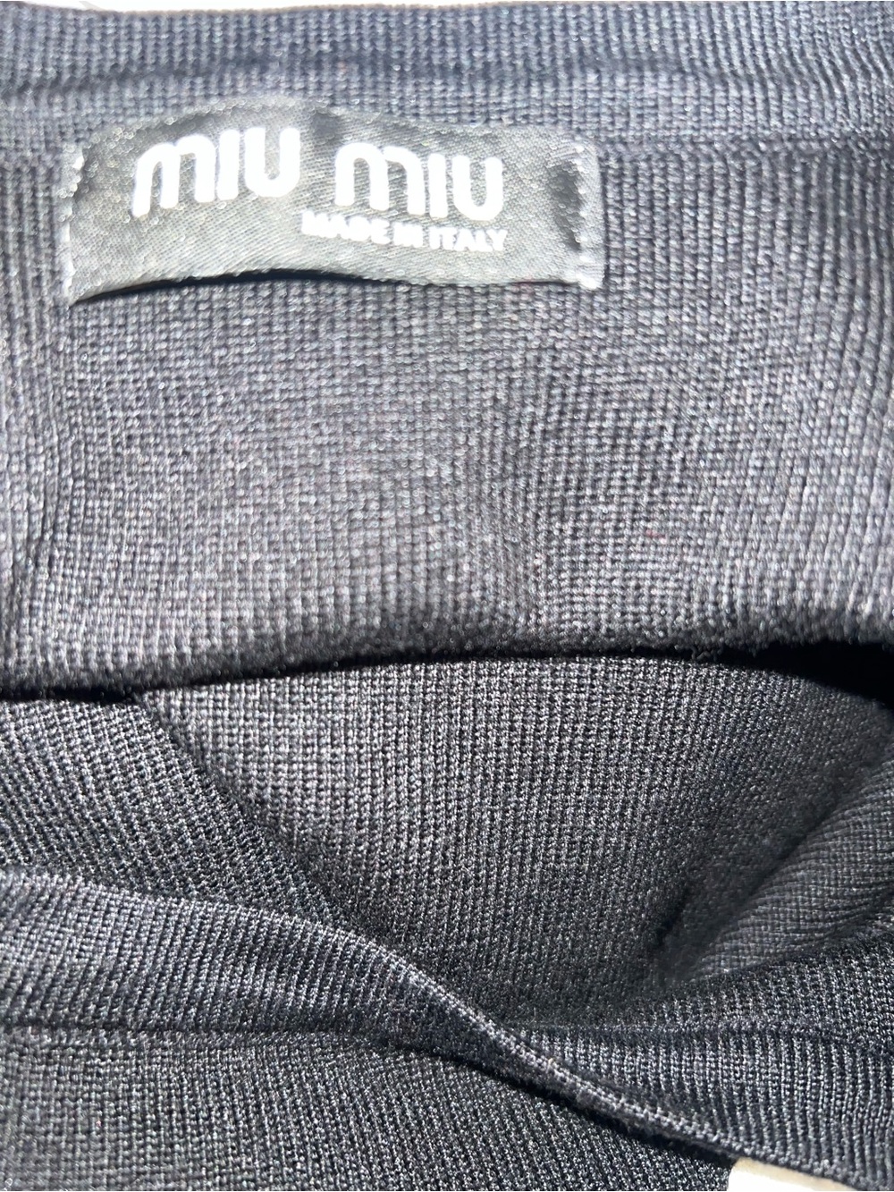 Miu Miu Black Knit Tank Dress with White Logo and Feather Trim - Picture 4 of 4